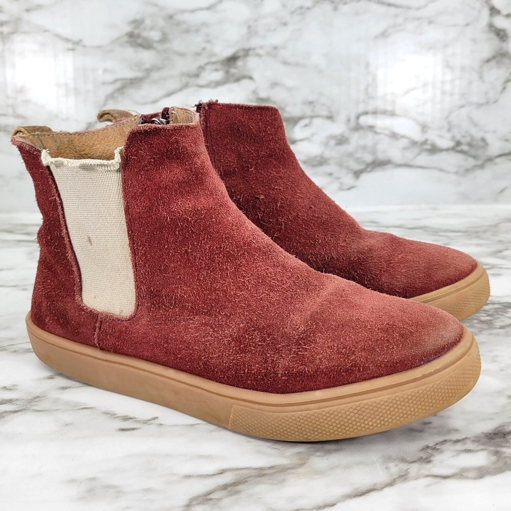 Freshly Picked Burgundy Suede Chelsea Boot Zipper High Top Sneaker